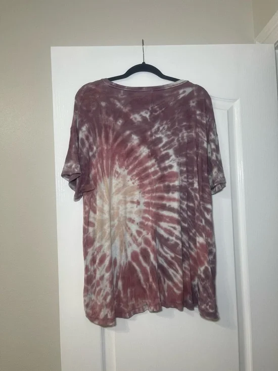 American Eagle Mauve Tie-Dye Short Sleeve Boho Hippie Hi Low Tee Size Large - Picture 2 of 12